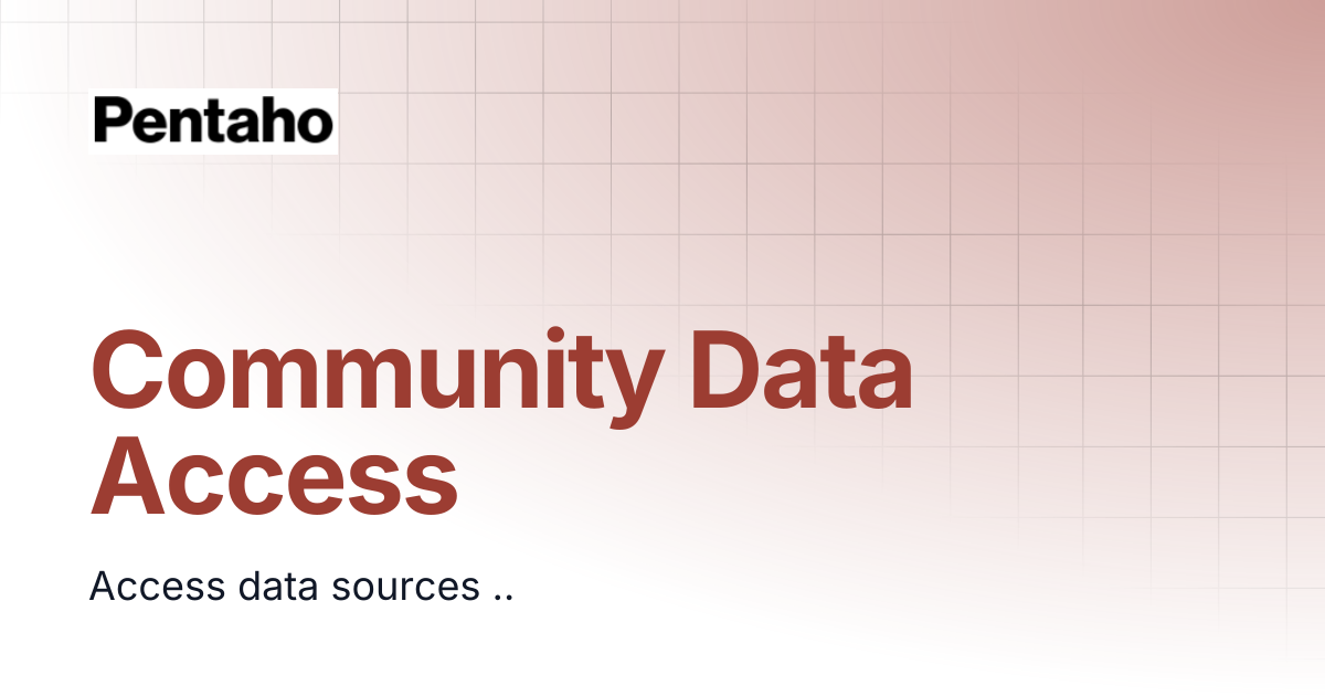 Community Data Access | Pentaho Academy